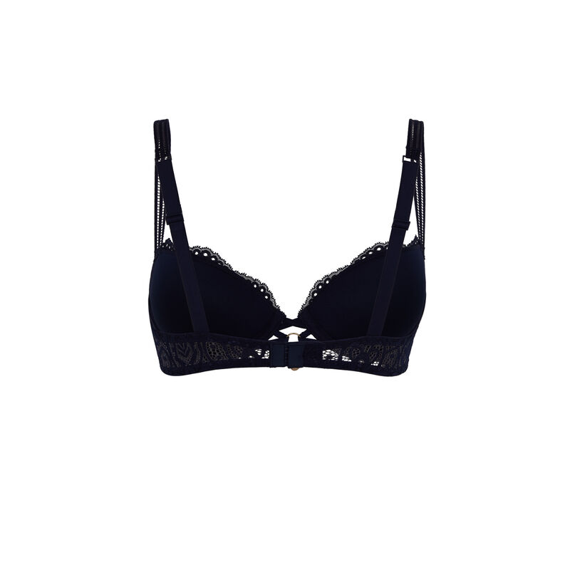 soutien-gorge ampli en dentelle brillante - bleu nuit soutien-gorge ampli en dentelle brillante - bleu nuit ;