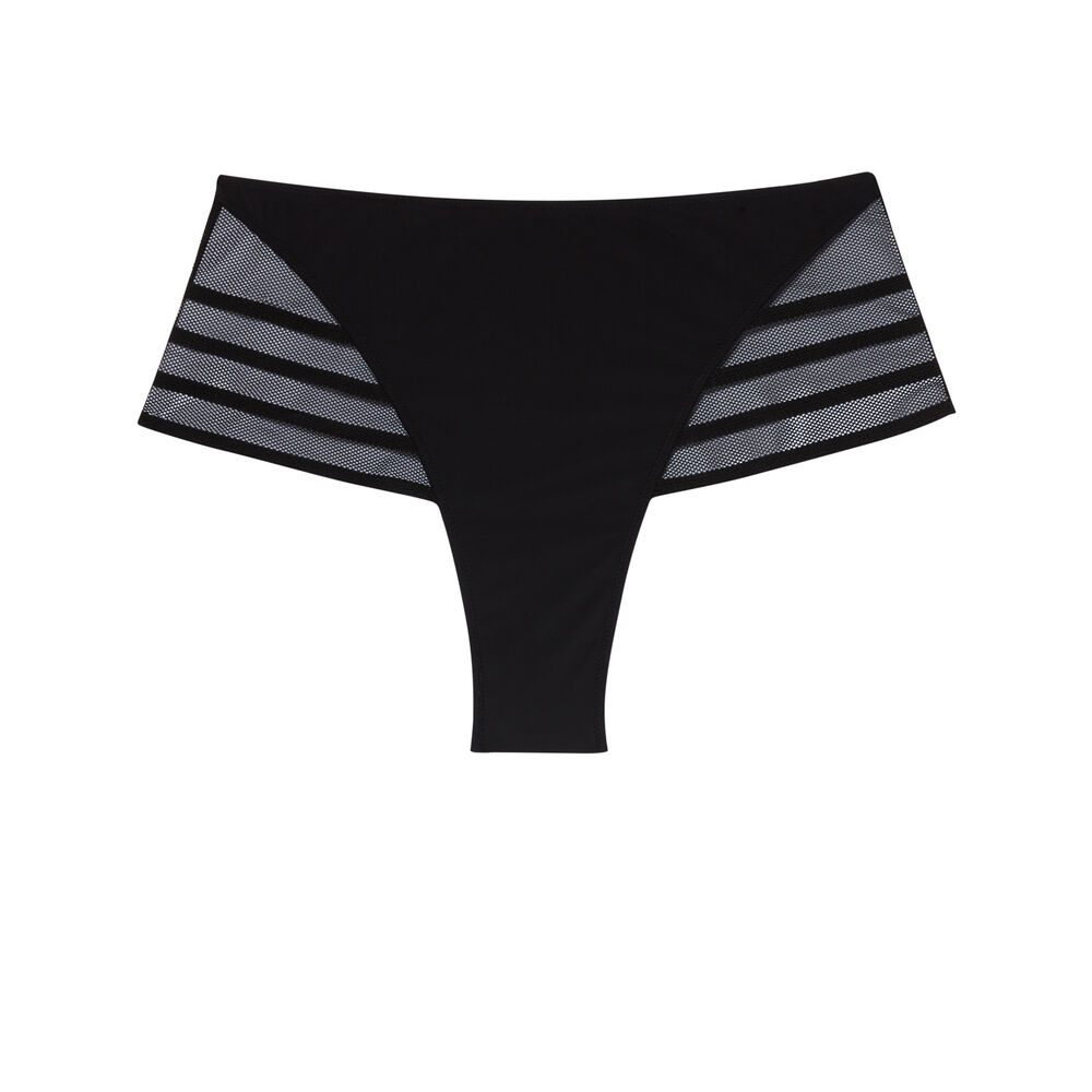 Culotte taille haute à détail dentelle - noir noir.