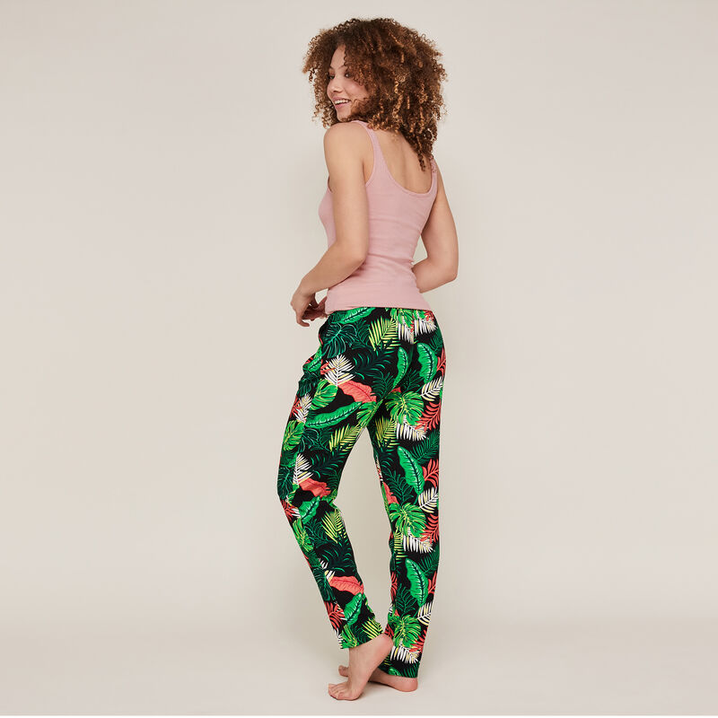 Pantalon large imprimé tropical - noir Pantalon large imprimé tropical - noir;