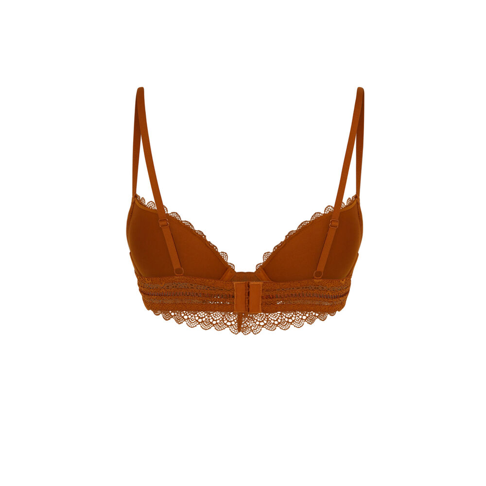 Soutien-gorge ultra push-up en dentelle - ocre marron.