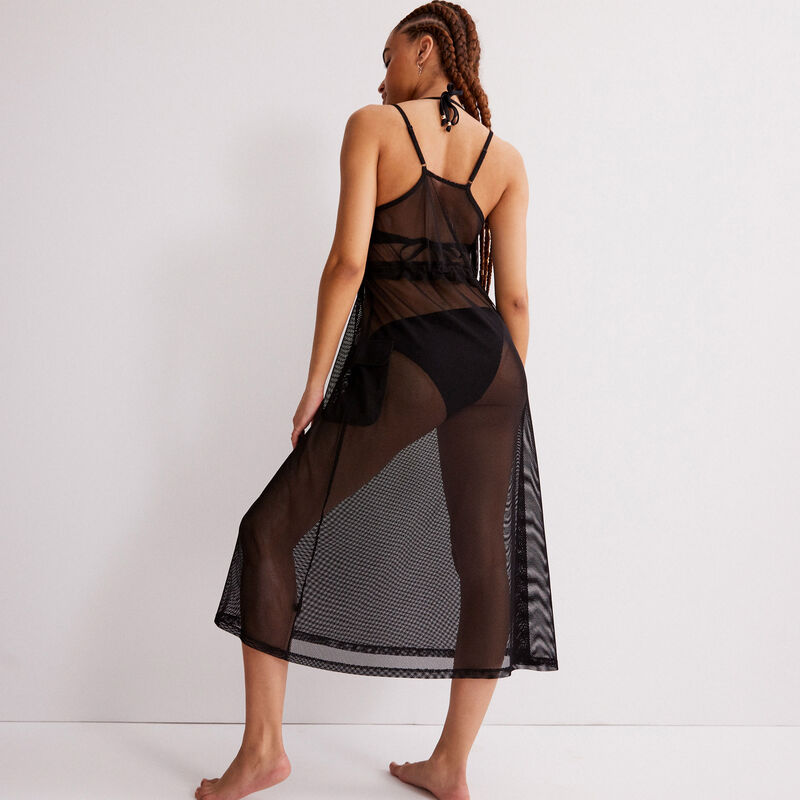 robe en tulle transparente détail élastique - noir robe en tulle transparente détail élastique - noir;