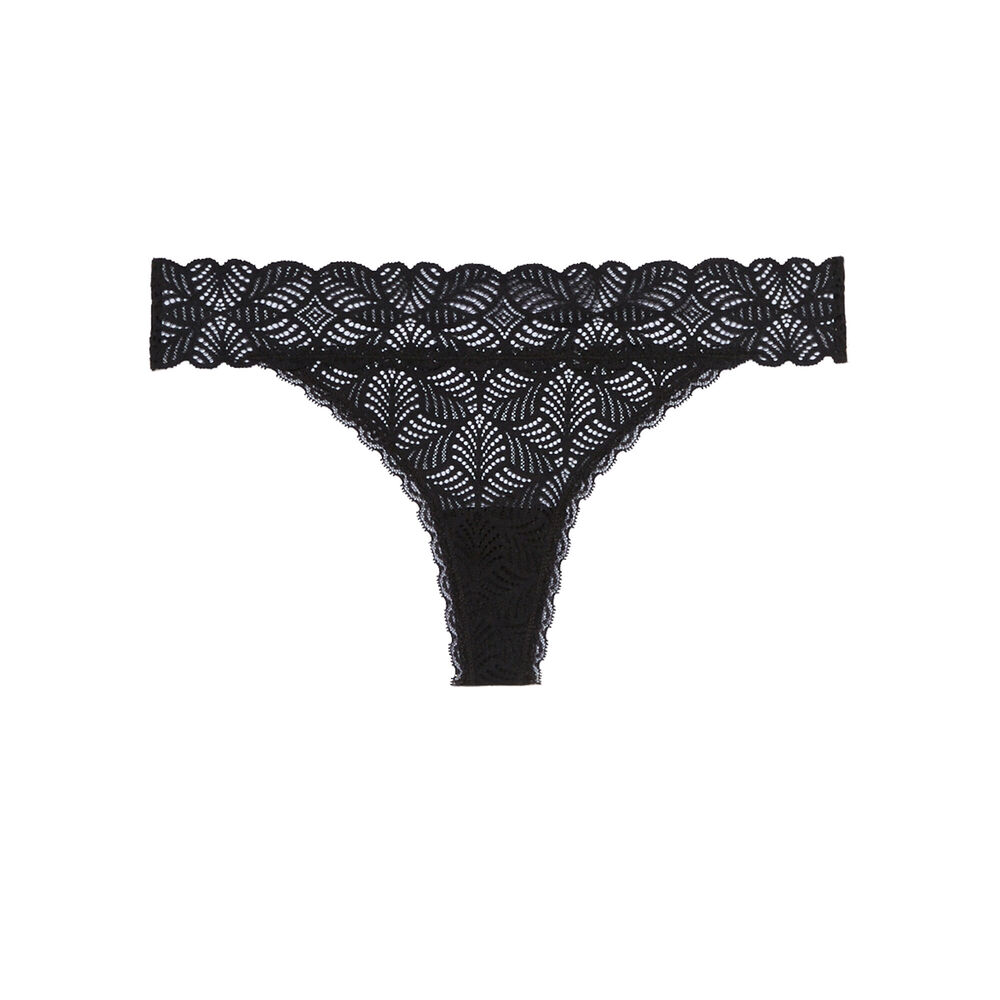 String tout en dentelle - noir noir.