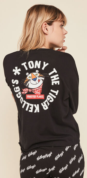 Top &agrave; manches longues licence kellogg's tonyiz noir.