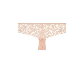 Shorty en dentelle d&eacute;tail bijou ethnobiz rose poudr&eacute;.