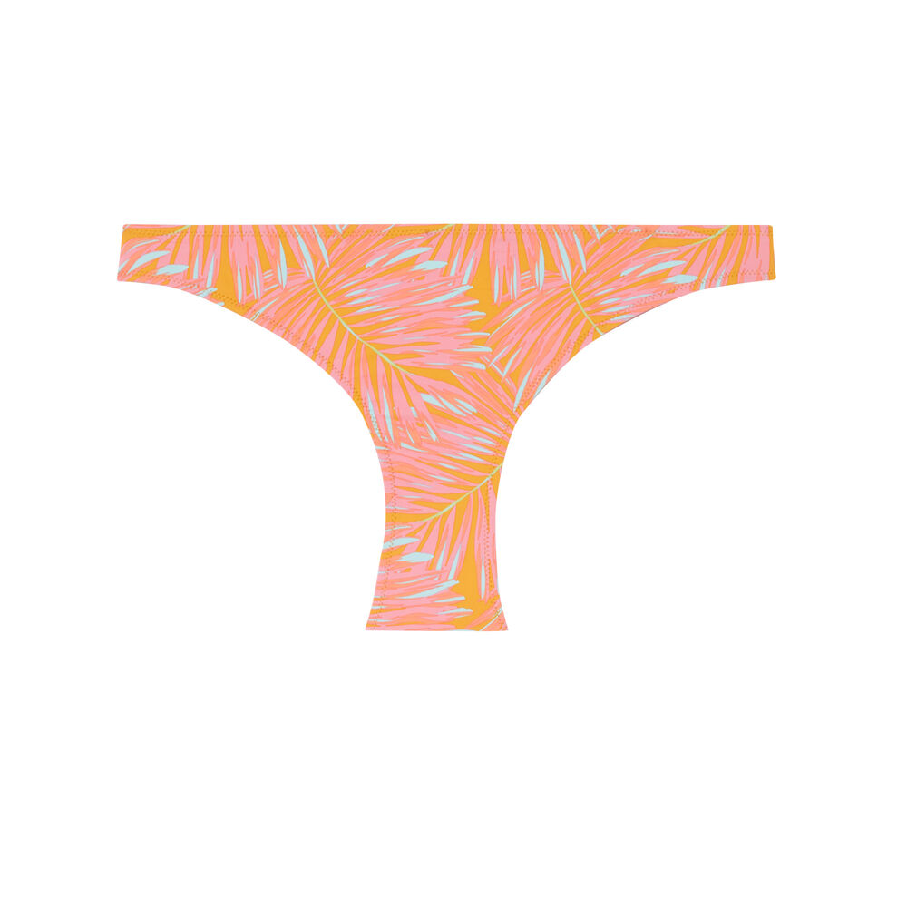 Bas de maillot culotte imprimé tropical - mangue orange.