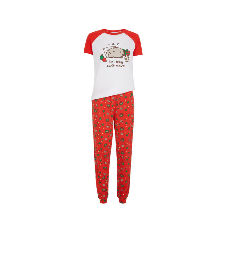Set pyjama top + pantalon imprimé pusheen pusheenaniz blanc.