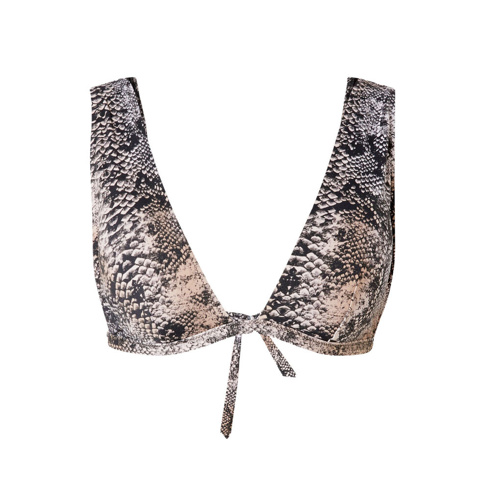 Haut de maillot brassière imprimé python - noir noir.