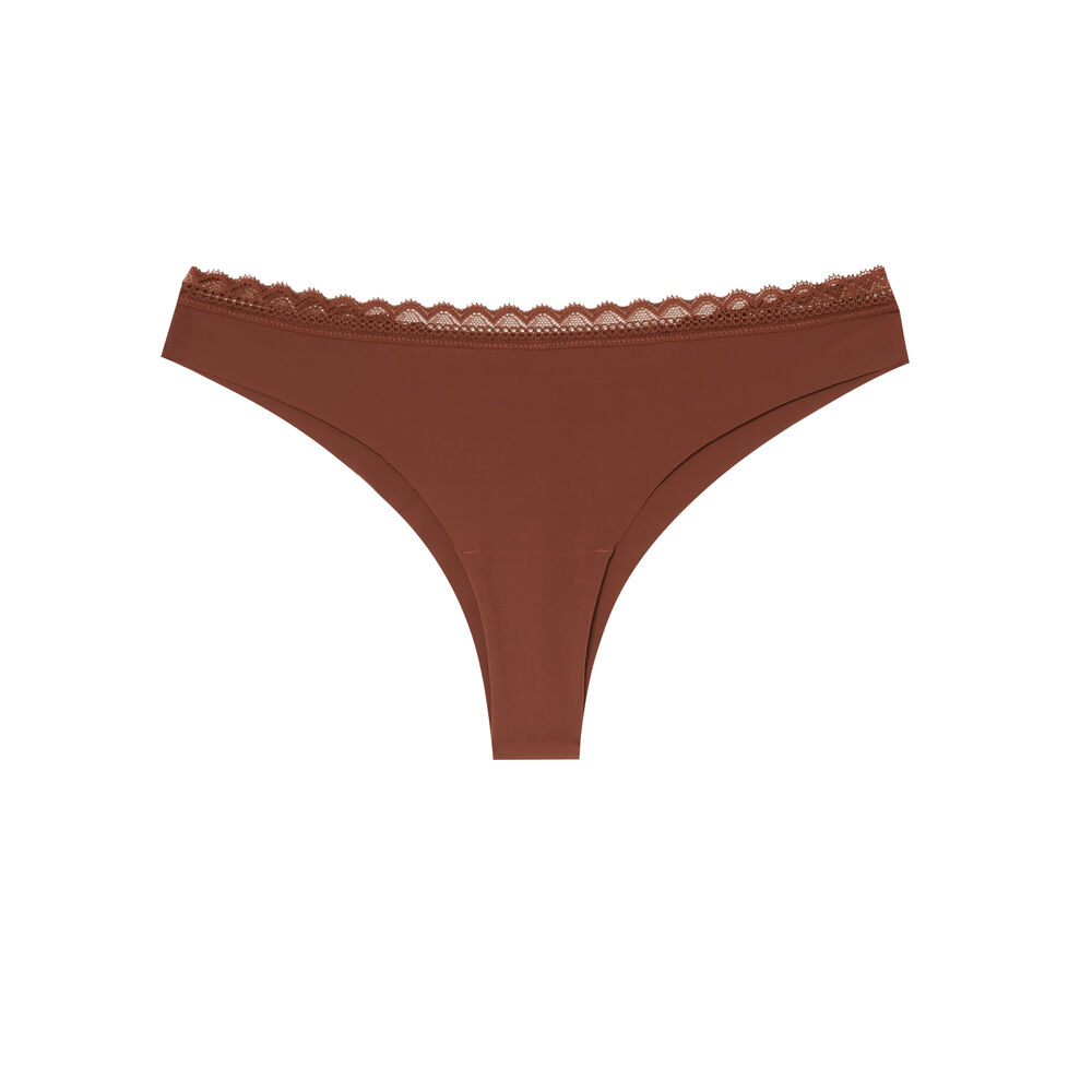 Tanga en microfibre uni - marron marron.