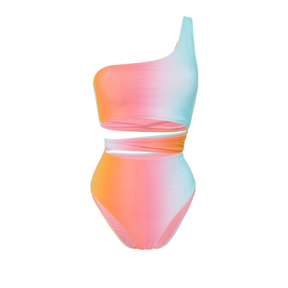 Maillot 1 pièce asymétrique dégradé - rose rose.