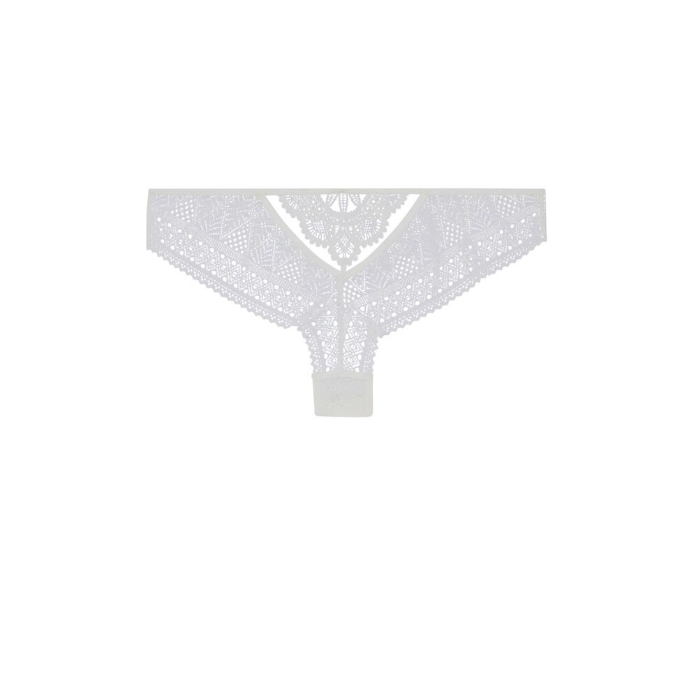 Tanga en dentelle - blanc blanc.