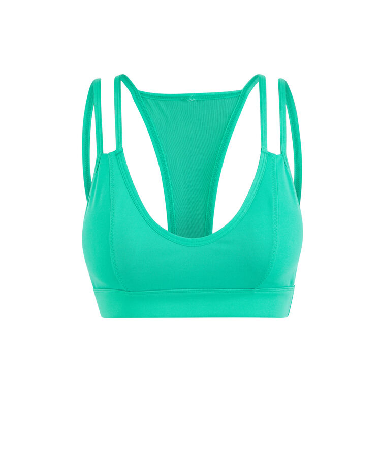 Brassière sport jersey uni nolimitiz vert émeraude.