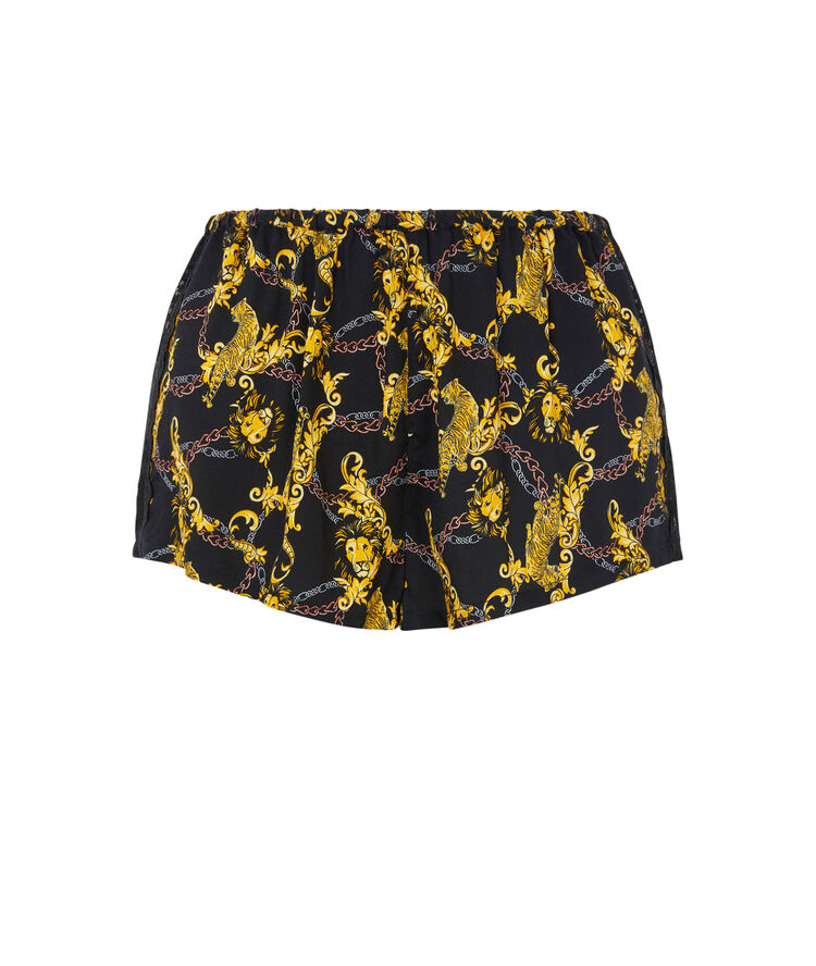 Short en satin print jimaprintiz noir.