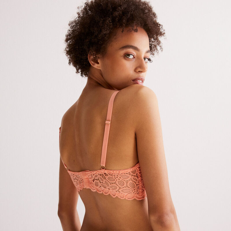 soutien-gorge ampli en dentelle fleurs détail noeud - peach soutien-gorge ampli en dentelle fleurs détail noeud - peach;
