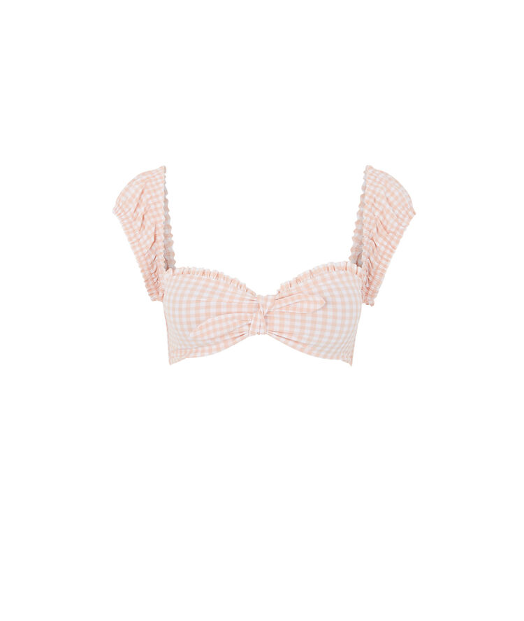 Haut de maillot de bain brassière vichy - rose rose.
