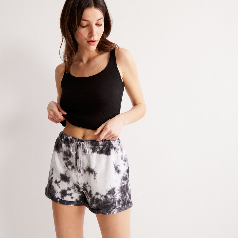 short effet tie and dye à détail cordon - noir short effet tie and dye à détail cordon - noir;