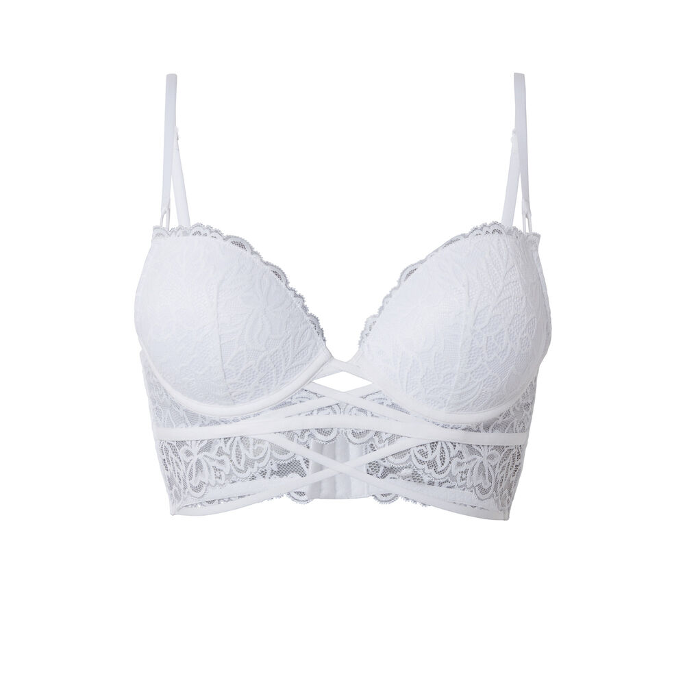 Soutien -gorge push-up dentelle - blanc blanc.
