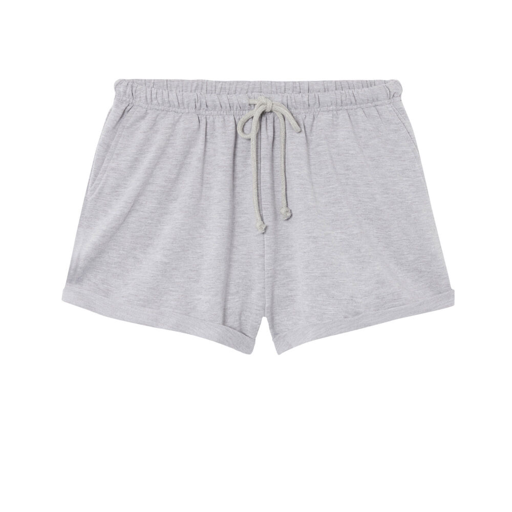 Short uni à détail cordon - gris gris.