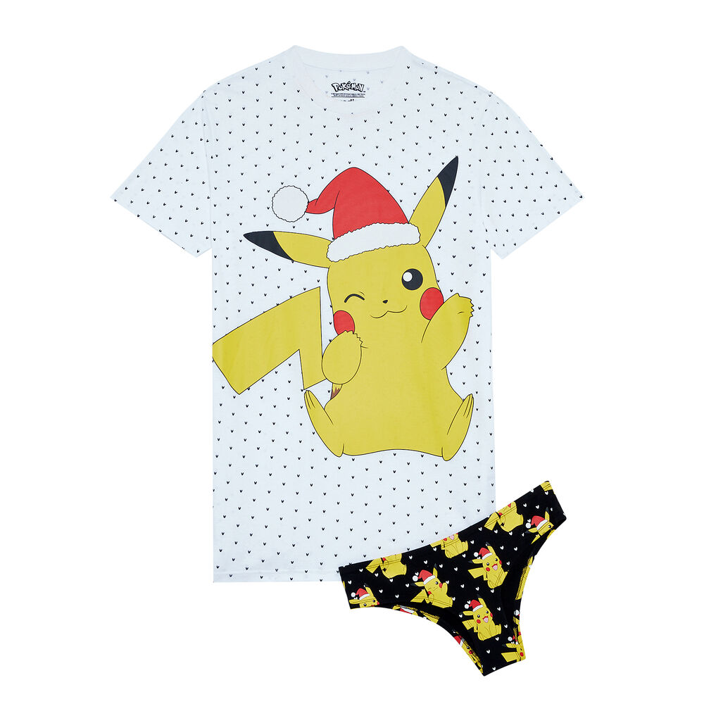 Set pyjama tunique et shorty pikachu - blanc blanc.
