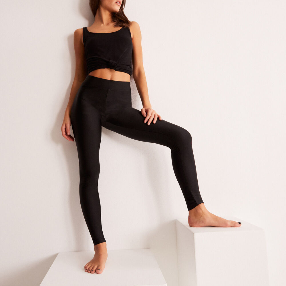 Legging uni en lycra - noir noir.