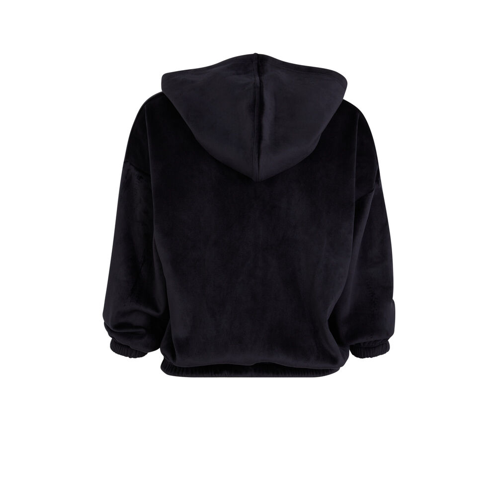 Sweat à capuche en velours - noir noir.
