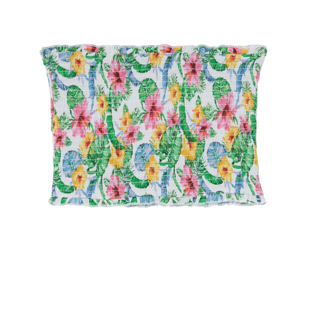 Top froncé bandeau imprimé fleurs - écru ecru.