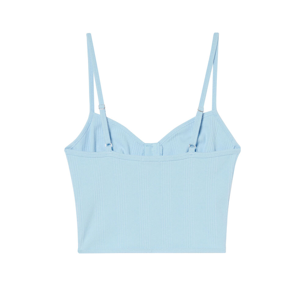 Top à bretelles fines effet corset - bleu bleu.