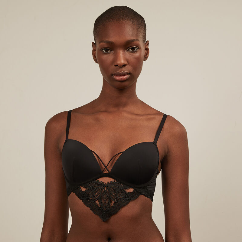 Soutien-gorge push micro et dentelle - noir Soutien-gorge push micro et dentelle - noir ;