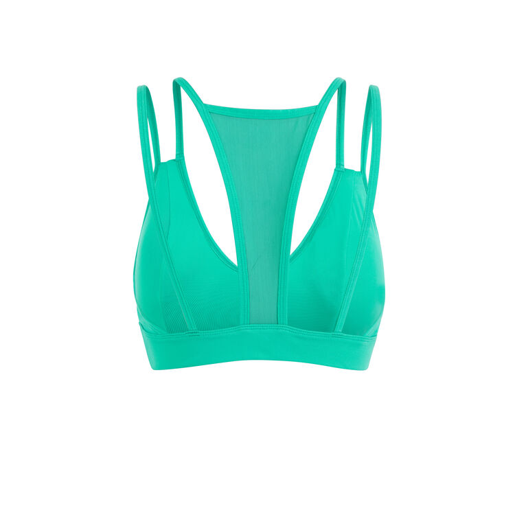 Brassière sport jersey uni nolimitiz vert émeraude.