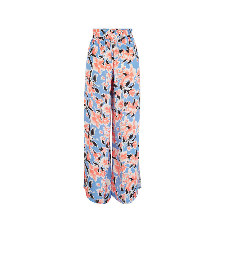 Pantalon large imprimé fleuri - bleu bleu.