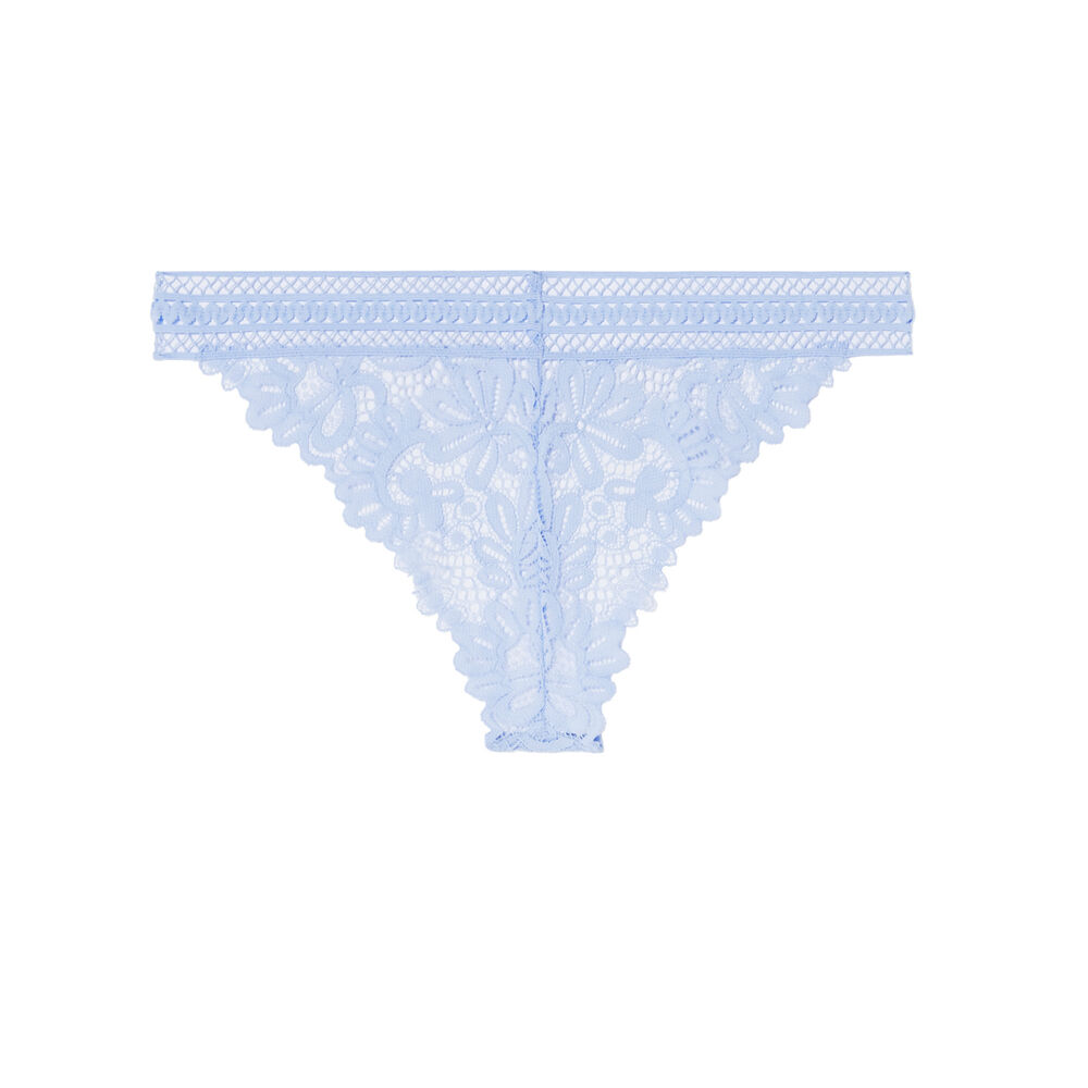Tanga élastique dentelle aztèque - bleu bleu.