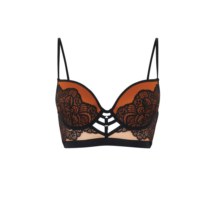 Soutien-gorge bustier push tulle/dentelle vivianiz brique.