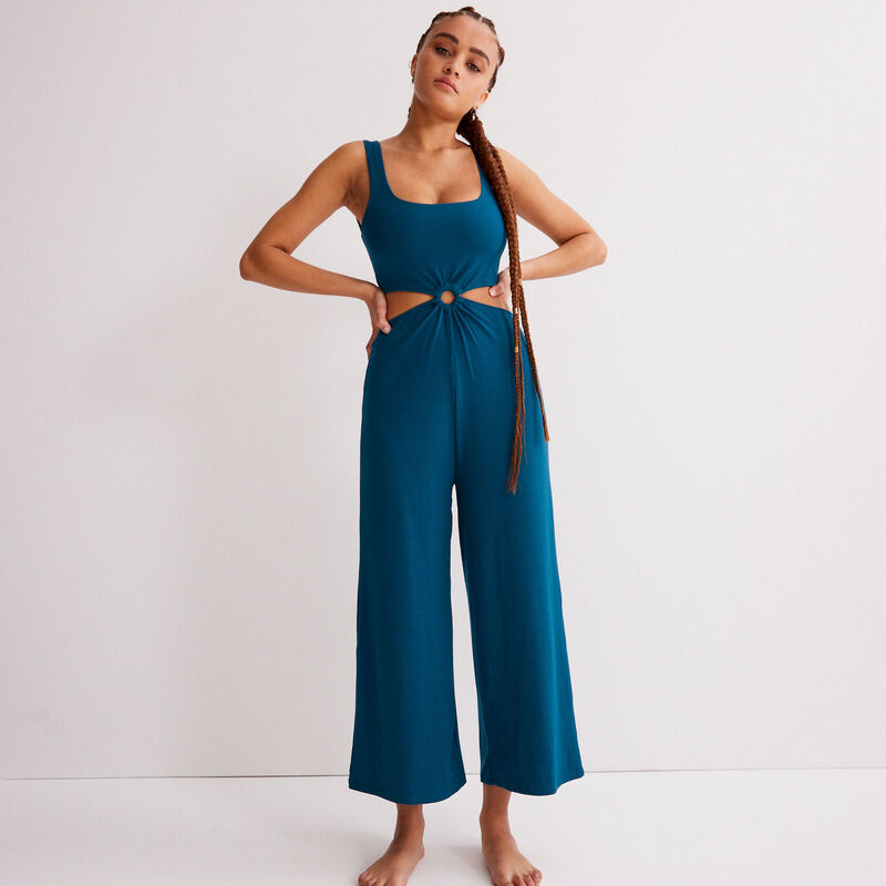 combinaison pantalon à détail anneau - bleu combinaison pantalon à détail anneau - bleu;