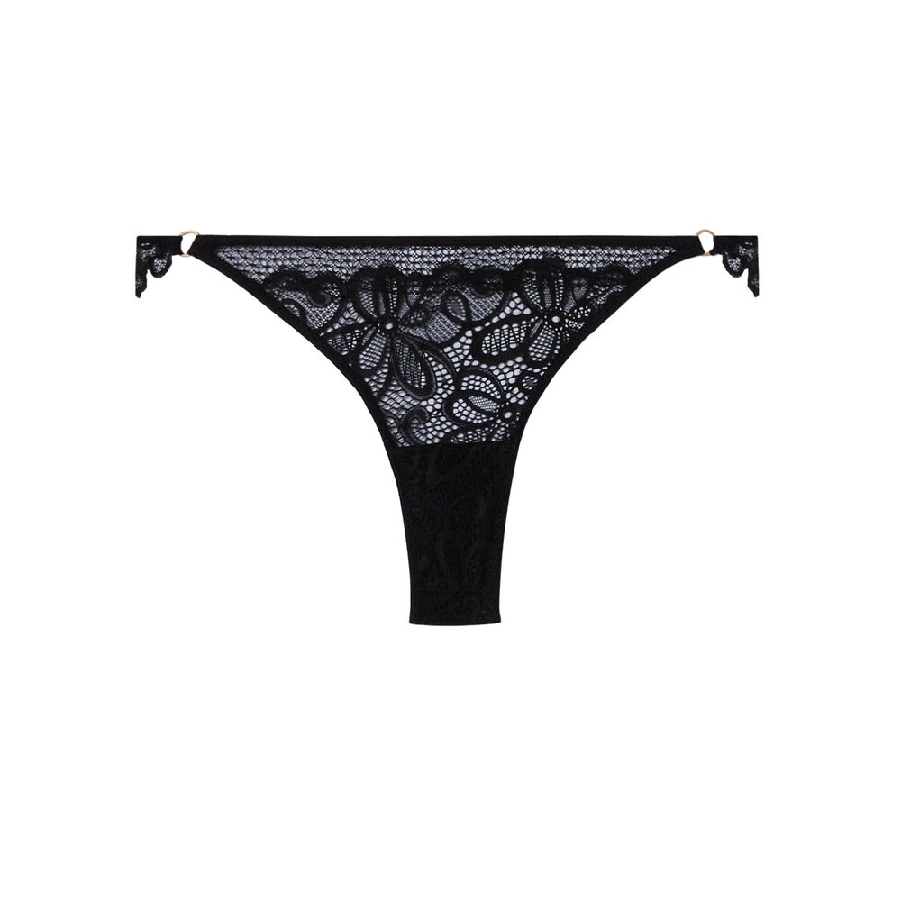 Culotte en dentelle détail anneaux - noir noir.