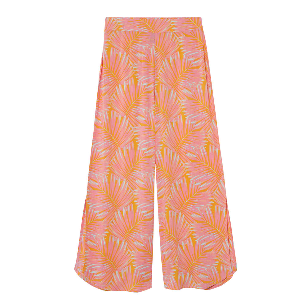 Pantalon large ouvert motifs palmier - orange orange.