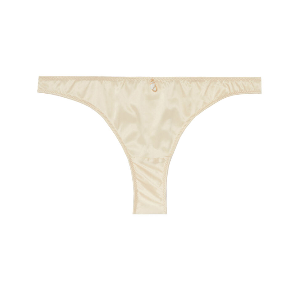 Tanga effet satiné - écru ecru.