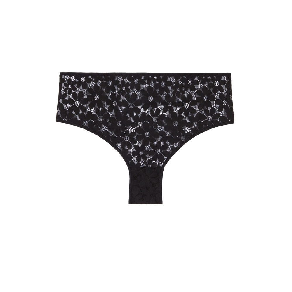 Culotte taille haute dentelle - noir noir.
