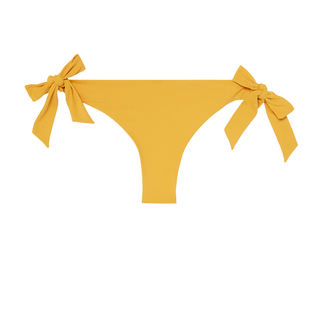 Bas de maillot tanga à détail noeuds - jaune jaune.