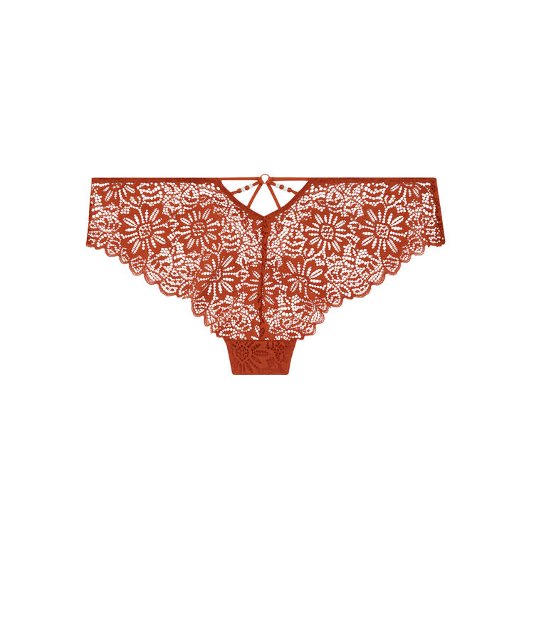 Shorty en dentelle - marron marron.