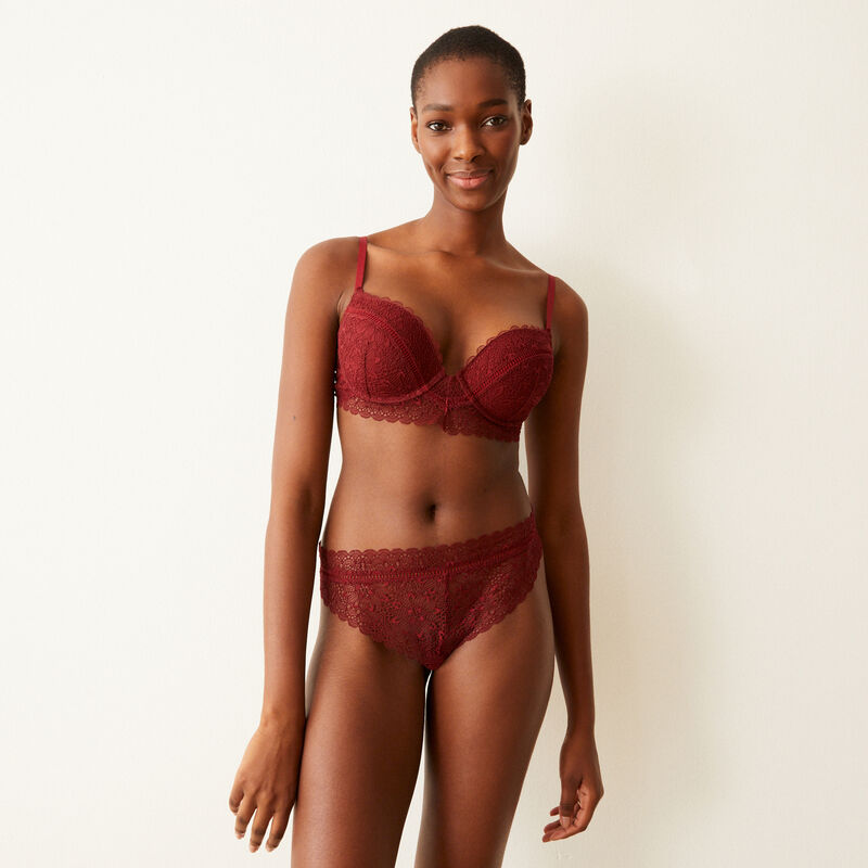 tanga en dentelle à fleurs - rouge tanga en dentelle à fleurs - rouge;