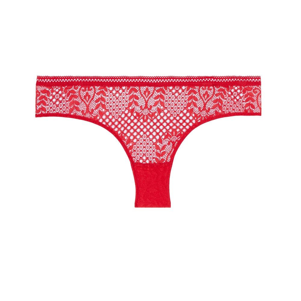 Culotte tout en dentelle ajourée - rouge rouge.