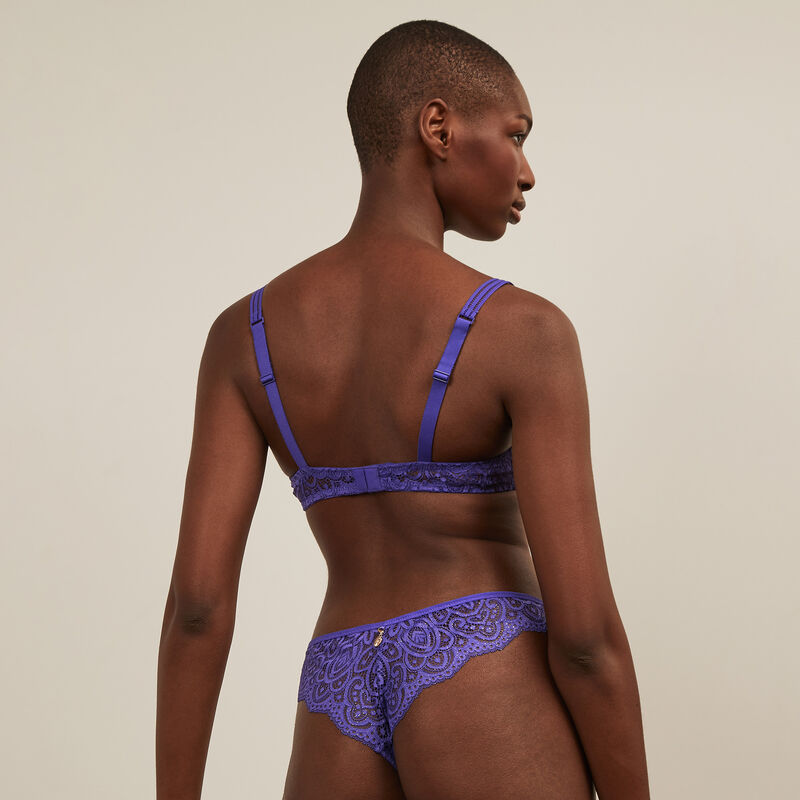 tanga en dentelle fleurie - violet tanga en dentelle fleurie - violet ;
