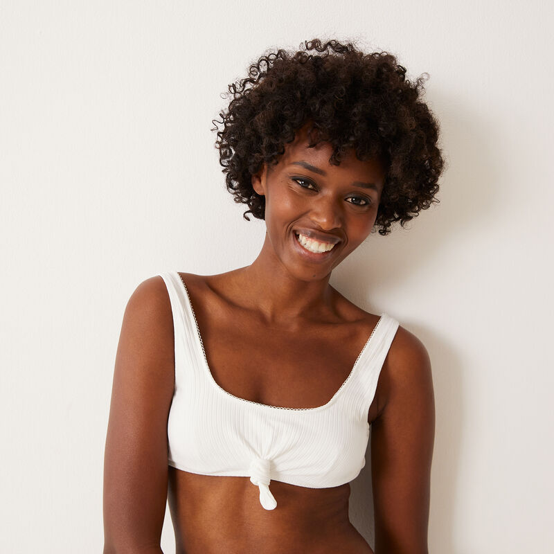 haut de maillot brassière à noeud - écru haut de maillot brassière à noeud - écru;