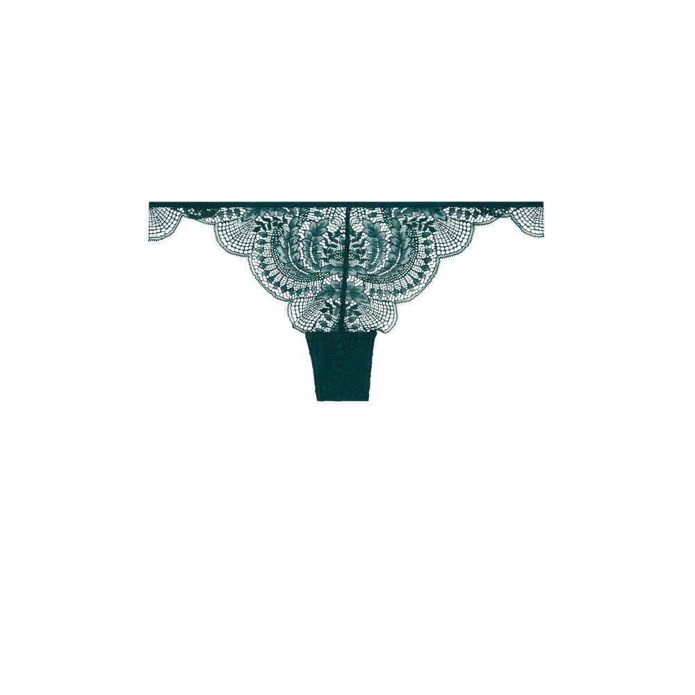 Tanga en dentelle à liens - vert vert.