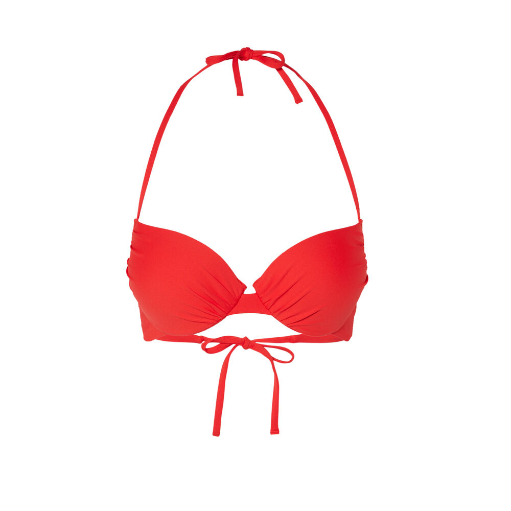 Haut de maillot push-up dos nu - rouge rouge.