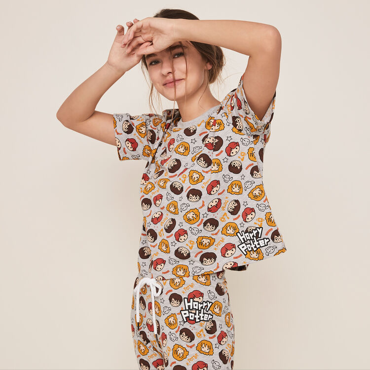 Pantalon en jersey print harry potter allharriz gris.