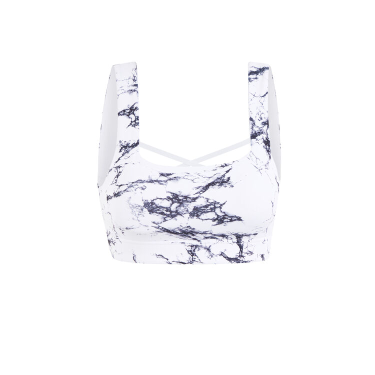 Brassière sport imprimé marbre yogamarbliz blanc.