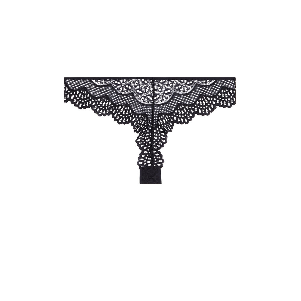 Tanga en dentelle - noir noir.