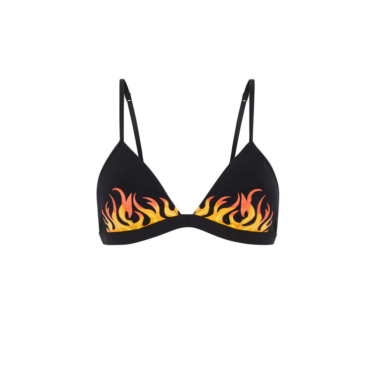 Soutien-gorge triangle sans armatures en coton flammiz noir.