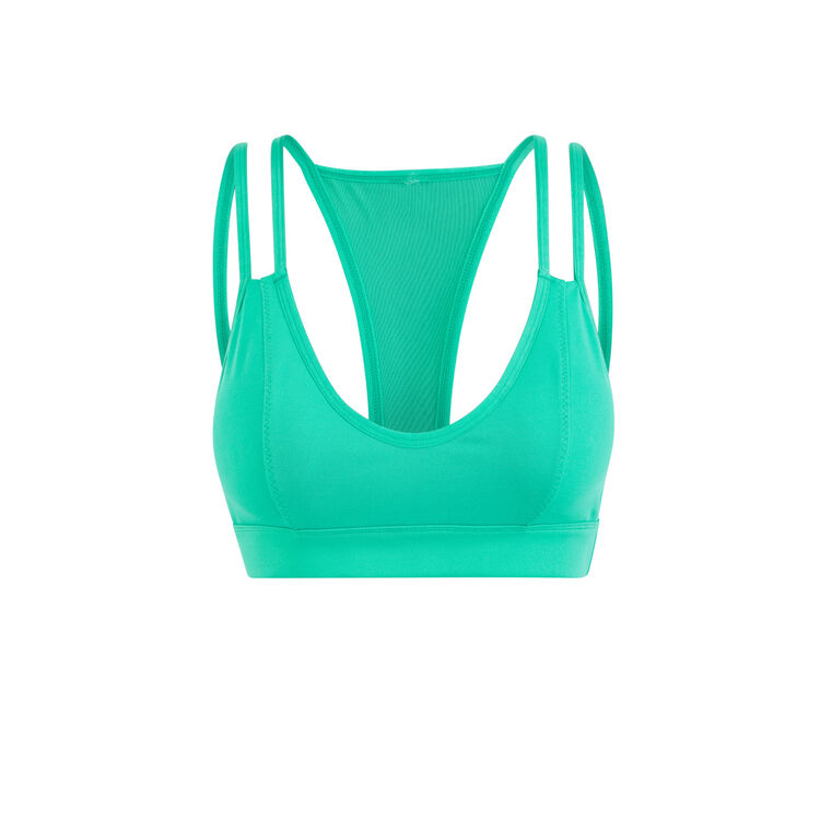 Brassière sport jersey uni nolimitiz vert émeraude.