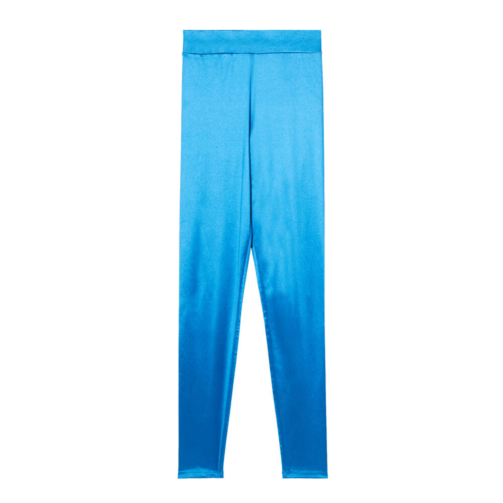 Legging uni en satin - bleu bleu.